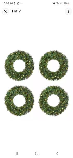23pg80016 Home Accents Holiday 24 Inch Pre-lit Led Wesley Pine Christmas Wreath 4-pack