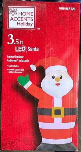 24gm84324 Home Accents Holiday 3.5 Ft. Led Santa Inflatable Christmas Airblown New