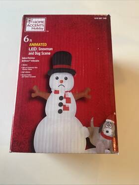 24gm84340 Home Accents Holiday Snowman And Dog Scene Urinating 6ft Tall Christmas Inflatable