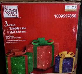 Home Accents Holiday 313035953983 3-piece Lighted Led Gift Boxes Christmas Outdoor Yard Decor