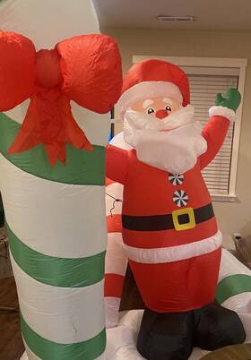 730818 Home Accents Holiday Airfx Christmas Candy Cane Forest With Santa Inflatable