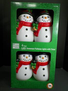 Home Accents Holiday 820290023509 Snowman Pathway Led Lights Christmas Decoration Battery Timer 4 Pack