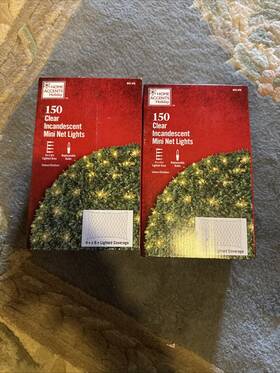 843476 Home Accents Holiday New - 2 Boxes 150 Clear Incandescent Mini Net Christmas Lights 4ft X 6 Ft