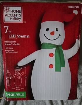883182 Home Accents Holiday 7-foot Led Snowman Christmas Inflatable