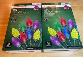 V44621-88s Home Accents Holiday Sylvania Stay-lit Platinum 25 Multi-color C9 Led Christmas Lights Lot Of 2