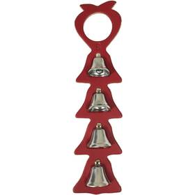 U153-4nr-ch Home And Holiday Shops Silver Bells Red Christmas Tree Leather Sleigh Bell Door Hanger New Made In Usa