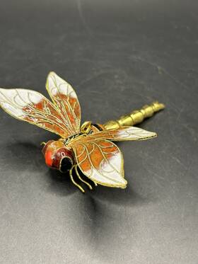 U202-2038e6pbg-td Home And Holiday Shops Vtg Red Black Dragonfly Cloisonne Metal Enamel Christmas Hanging Ornament