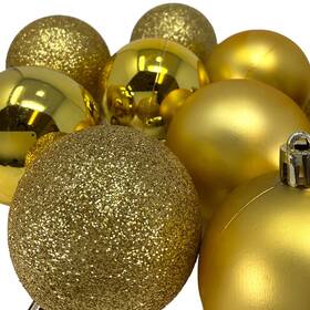 U246-0035 Home And Holiday Shops 2.3 In Shiny Glitter Matte Gold Plastic Christmas Ball Ornaments Set Of 12