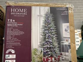 Home Collection 705353859700 7.5 Ft Grand Duchess Slim Flocked Balsam Fir Led Twinkling Christmas Tree