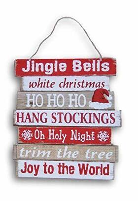 Home Decor 639277580108 Christmas Holiday Wooden Wall Sign Jingle Bells