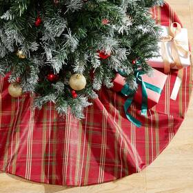 Home Fashions 194590086411 Shimmering Plaid Holiday Christmas Tree Skirt Round 48 Inch X