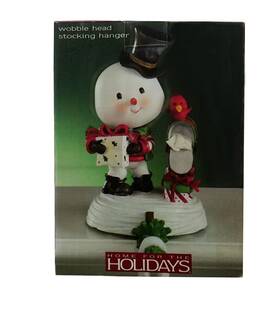 834045 Home For The Holidays Christmas Stocking Holder Snowman Red Bird Mailbox Hanger Bobble Wobble Head