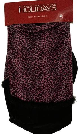 90336371 Home For The Holidays Purple Christmas Tree Skirt 60 Inch Pink Animal Print Fur 2003 Vtg