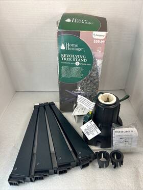 53106716 Home Heritage Metal Rotating And Powered Christmas Tree Stand Green