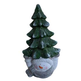 Home Holiday 041226541083 Snowman With Light Up Christmas Tree Ceramic Cheerful 25 Led Works