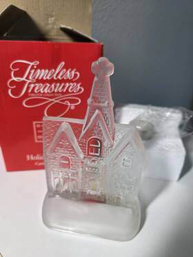 Home Holidays G-1565 Timeless Treasures Glass Clear Tea Light Holder Christmas With Candle