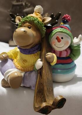 58065 Home Interiors Reindeer Moose Resin Snowman Christmas Stocking Holder New