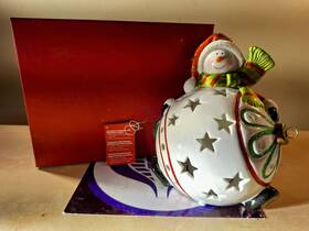 Home Reflections 823420952458 Qvc Snowman Luminary Flameless Battery Candle Christmas Ornamen