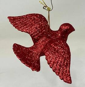 Homeford 748708747604 Christmas Glitter Dove Tree Ornament - Red 3-inch Mint