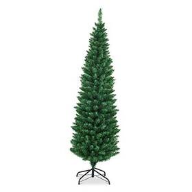 Homgx 659862698711 Artificial Pencil Christmas Tree Premium Hingde Pine With 10in Green