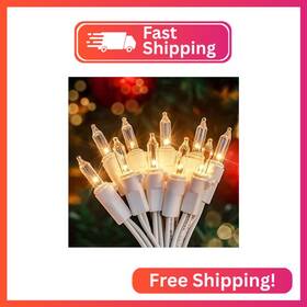 Hopolon Qx-50-1-c 2pack 50-count Set Clear Christmas Lights With White Wire Incandescent B