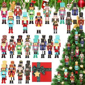 Ven-hotop-10781 Hotop 36 Pcs Wood Nutcracker Hanging Ornaments For Christmas Tree Vintage