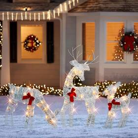 Hourleey 799174139868 Christmas Decoration Outdoor 60 Light Up Deer Family 3-piece Set 2d Waterpro