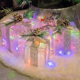 Cl-a60w-50 Hourleey Set Of 3 Christmas Lighted Gift Boxes Pre-lit 60 Led Multicolor