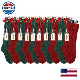 B0d7ztmfby Houscly 10 Pack 18 Inch Personalized Knit Christmas Stockings - Red And Green