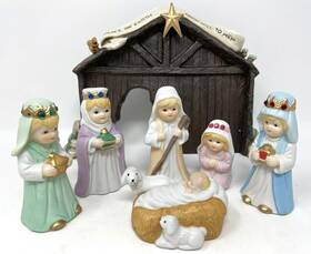 541403 House Of Lloyd Ceramic Nativity Set Peace On Earth Christmas Vintage 1992 Boxed