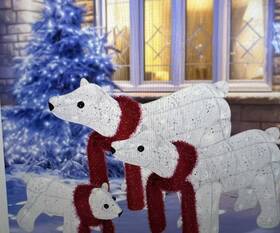 Hoyechi 758266857752 3 Piece Lighted Polar Bear Family Outdoor / Indoor Christmas Decorations Lights