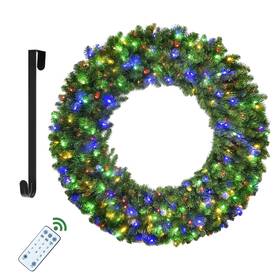 Hyc705-72 Hoyechi 72in Pre-lit Christmas Wreath - With 360 Colorful Led Lights 1160 Pv