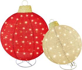 Hyc8031-rw Hoyechi 2pc Lighted Pop-up Outdoor Christmas Ornament Set Holiday Red Gold