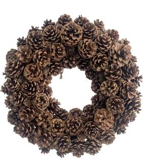 Xmas-3300 Huashen 18 Inch Fall Door Wreath Natural Pinecone - Window Seasonal