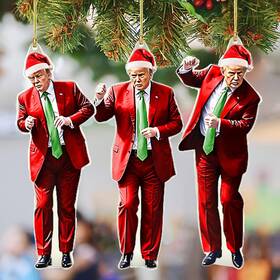Hb11211049 Huibao Donald Trump Christmas Ornament 2025 Set Of 3 - Ornaments For Red