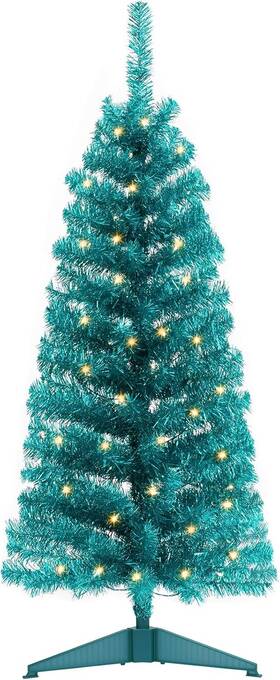 Huizhou Xinlin Christmas Manufactory Co. Ltd 810088835964 Decoway Pre-lit Artificial Tree 4ft Slim Tinsel With W