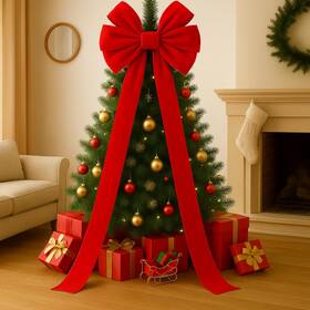Hungdao-eg-650 Hungdao Extra Large Christmas Tree Topper Bows 70.9 X 19.7 Inches Red