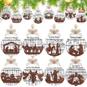 Goh0228 Hunnmingre 32 Pcs Christmas Nativity Ornaments For Tree Music Sheet O