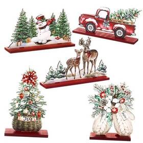 Huwena-shy-1383 Huwena 5 Pcs Christmas Table Decorations Wooden Classic