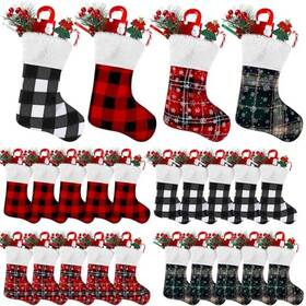 Shy-huwena-289 Huwena Pcs Christmas Stockings 9 Inch Bulk Buffalo Plaid 48