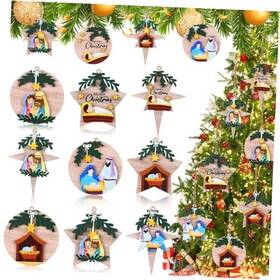 Shy-huwena-308 Huwena 24 Pcs Christmas Nativity Ornaments Bulk Religious Style