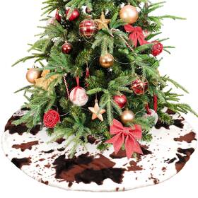 S-sdsq-nn-1-yxz-fba Hxezoc Christmas Tree Skirt Cow Print Faux Fur Folable 46 Inches