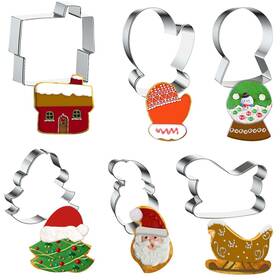 Cc-yc-230906-crystal Hying 6 Pcs Christmas Cookie Cutters Set For Baking Xmas Tree Santa C