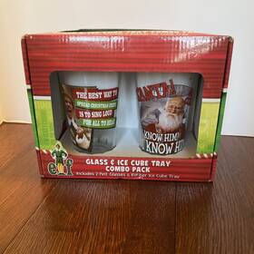 I-cup 18504 New Elf Glasses And Ice Cube Tray Combo 16oz Christmas Sing Loud Know Him