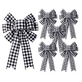 Iceyyyy 030391293569 6 Pcs Large Fall Thanksgiving Christmas Plaid Bow - 16.4x10 Inch Buffalo Plai