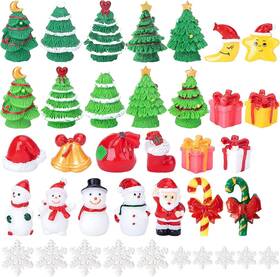 Iceyyyy 727161101307 37 Pcs Miniature Resin Christmas Figurines-tiny Figurines Trees Sno
