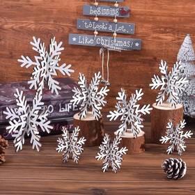 Hd-24-04 Idatoo 16 Pcs 3d Snowflake Christmas Table Decorations Wooden White Winter