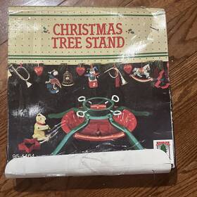 95-4464 Ideal Security Hardware Corp. Christmas Tree Stand Red And Green 4-legs Steel Vintage Factory Sealed