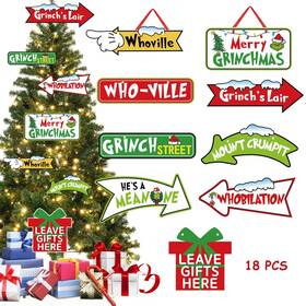 Igjur 658360481122 18pcs Grinchs Ornaments For Christmas Tree Decor Whoville Chri