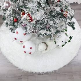Ic-01 Ikape 60 Inch Christmas Tree Skirt Extra Large Thick Faux Fur White Plush Velvet